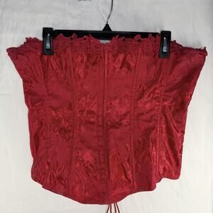Empire intimates vintage red lace up satin corset with boning Size 40 Model 6709